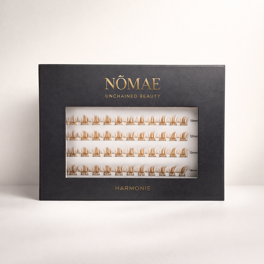 Pack Faux Cils Press-On Marron “Harmonie” + Pince Applicateur NÔMAE BEAUTY