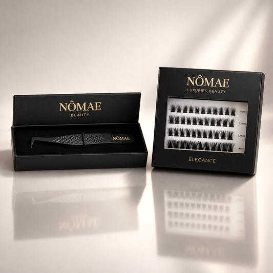 Pack Faux Cils Press-On Noir “Élégance” + Pince Applicateur NÔMAE BEAUTY